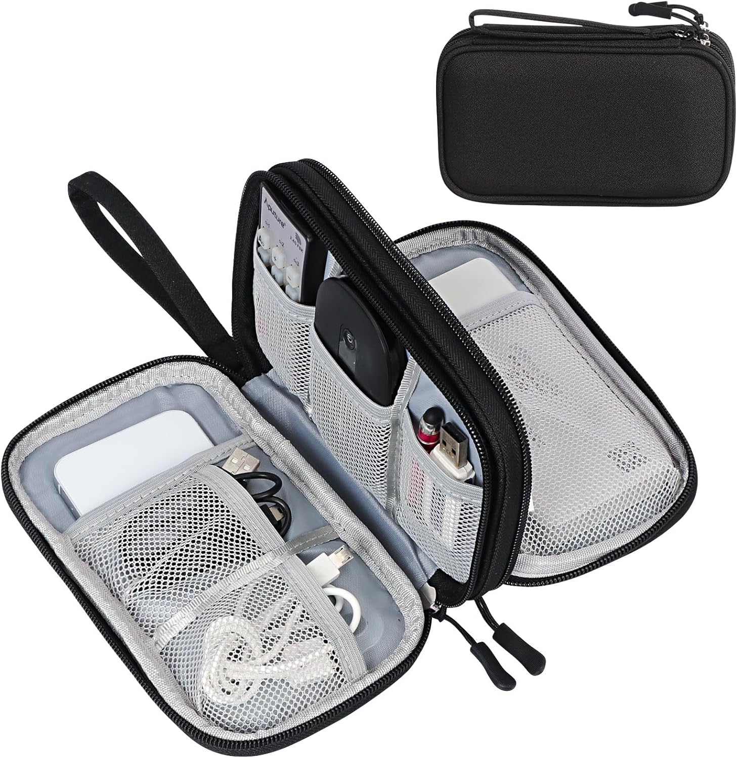SaleOn 8.3X5 Inch Portable Storage Organizer For Usb Cable, Earphone, Power Bank,Charger, Hard Disk & Digital Gadgets, With Mesh Pockets Size 21X12Cm Inside's