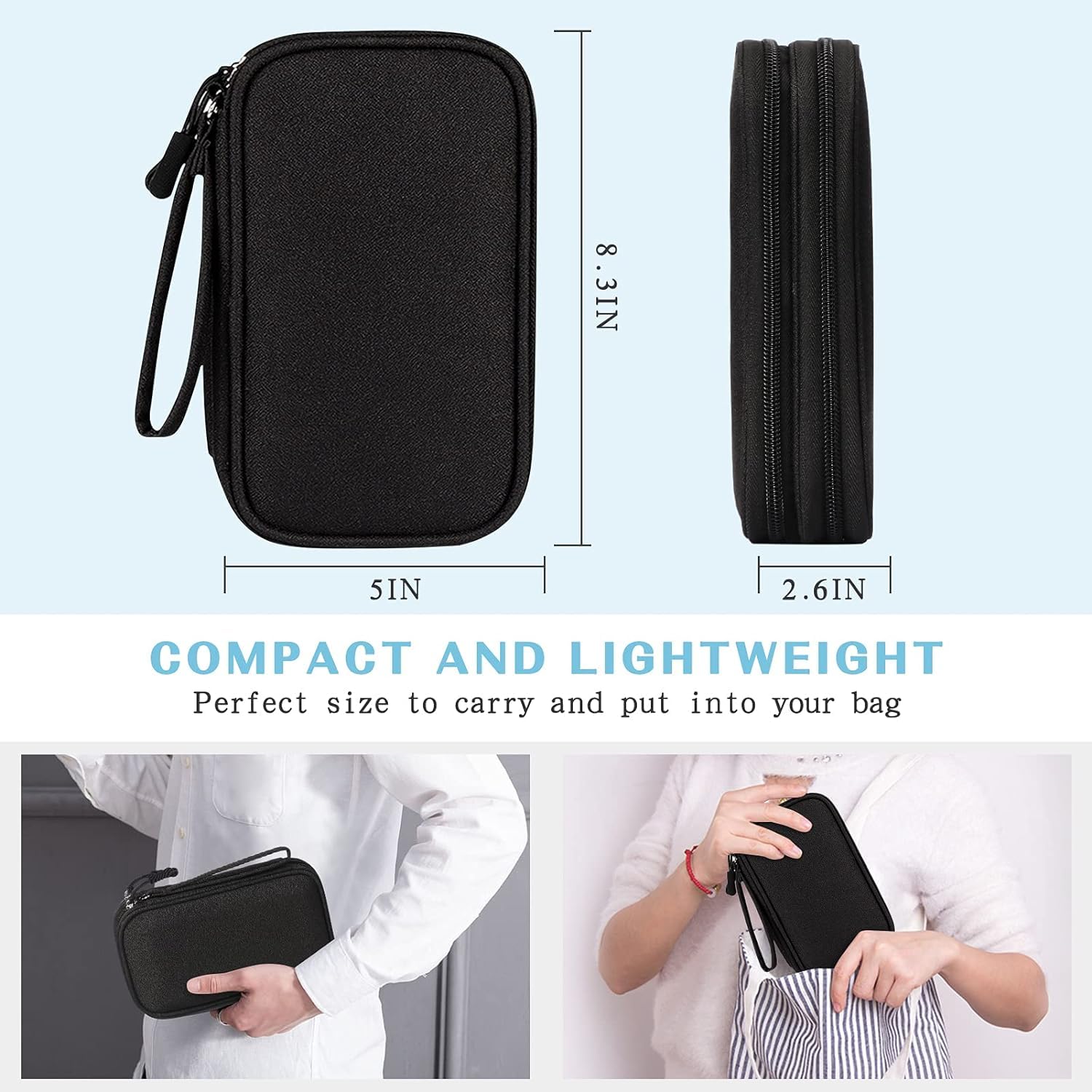 SaleOn 8.3X5 Inch Portable Storage Organizer For Usb Cable, Earphone, Power Bank,Charger, Hard Disk & Digital Gadgets, With Mesh Pockets Size 21X12Cm Inside's