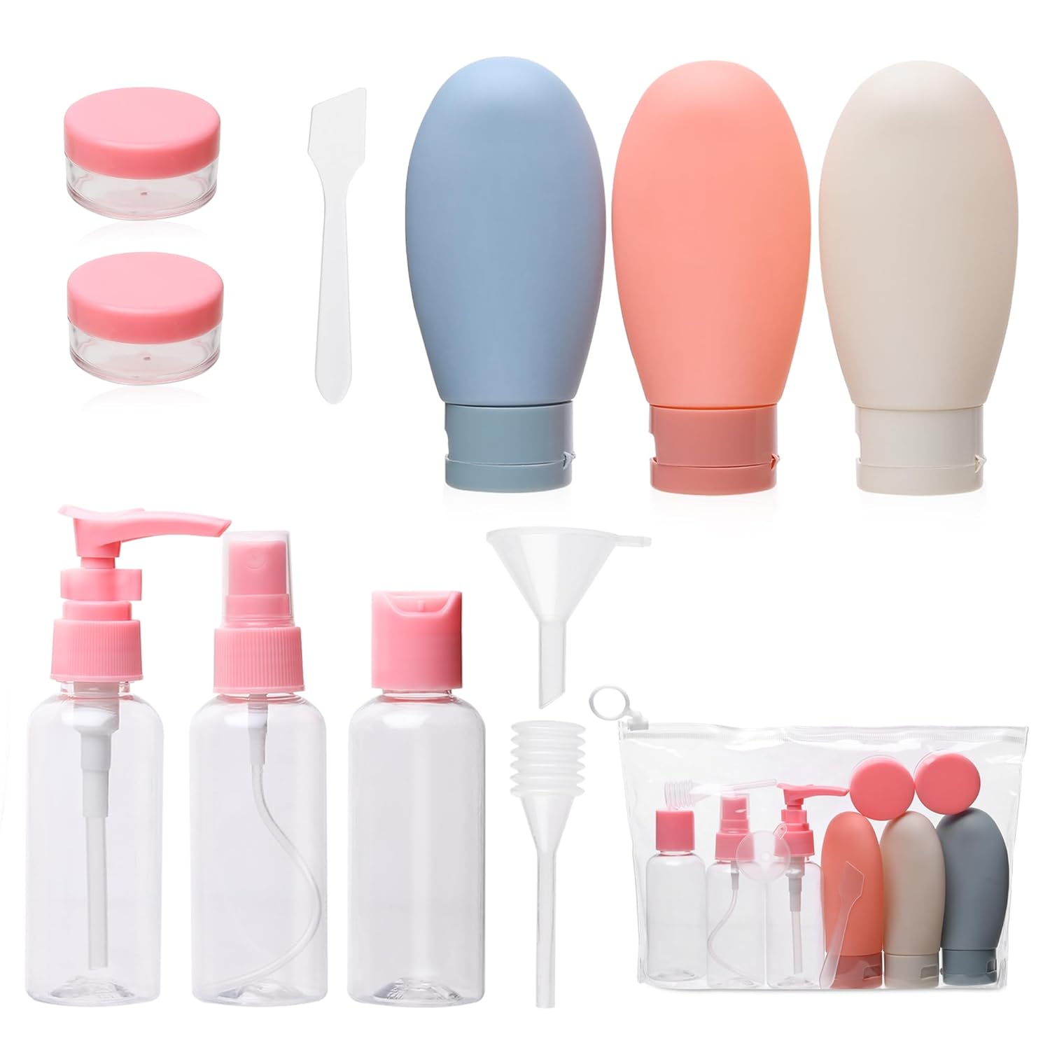 Niwlix Polypropylene Pack of 11 Travel Bottles For Toiletries Travel Essentials for women Toiletry Bottles For Travelling For Shampoo Cream Handwash Lotion Storage Bottle accessories women, 60 Ml
