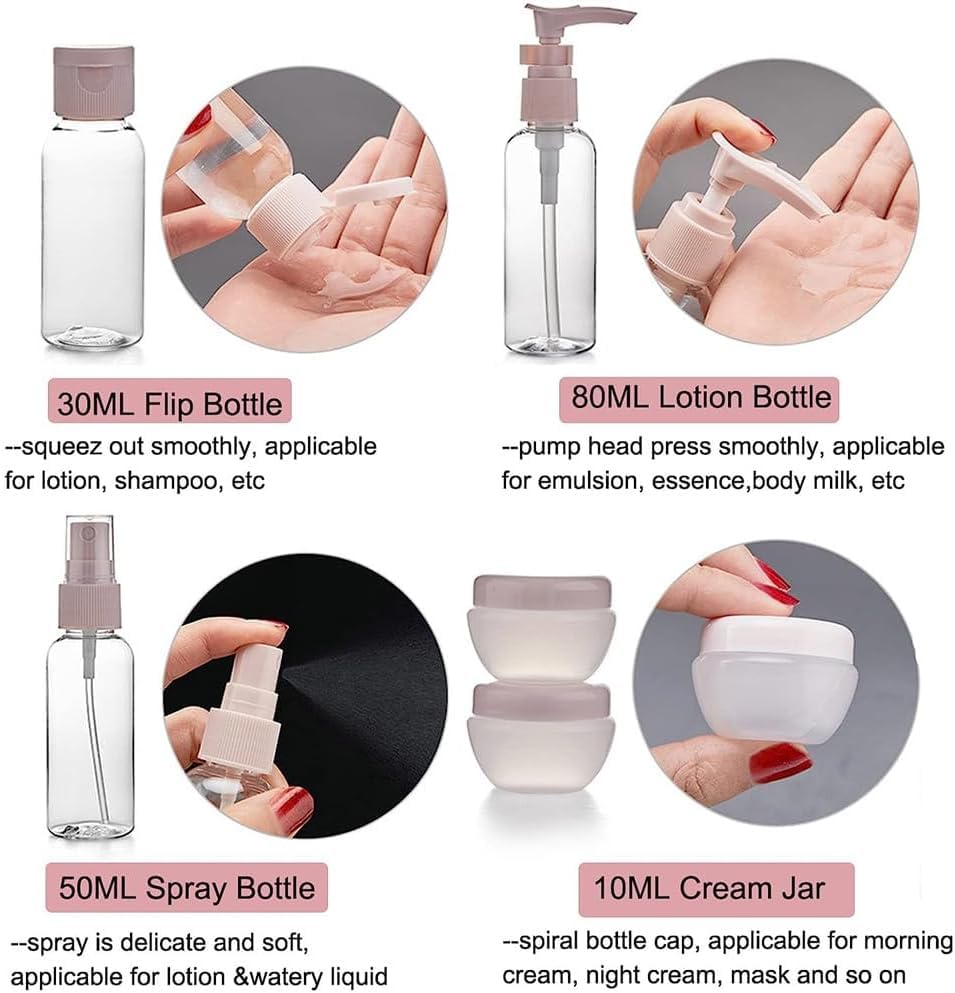 Niwlix Polypropylene Pack of 11 Travel Bottles For Toiletries Travel Essentials for women Toiletry Bottles For Travelling For Shampoo Cream Handwash Lotion Storage Bottle accessories women, 60 Ml
