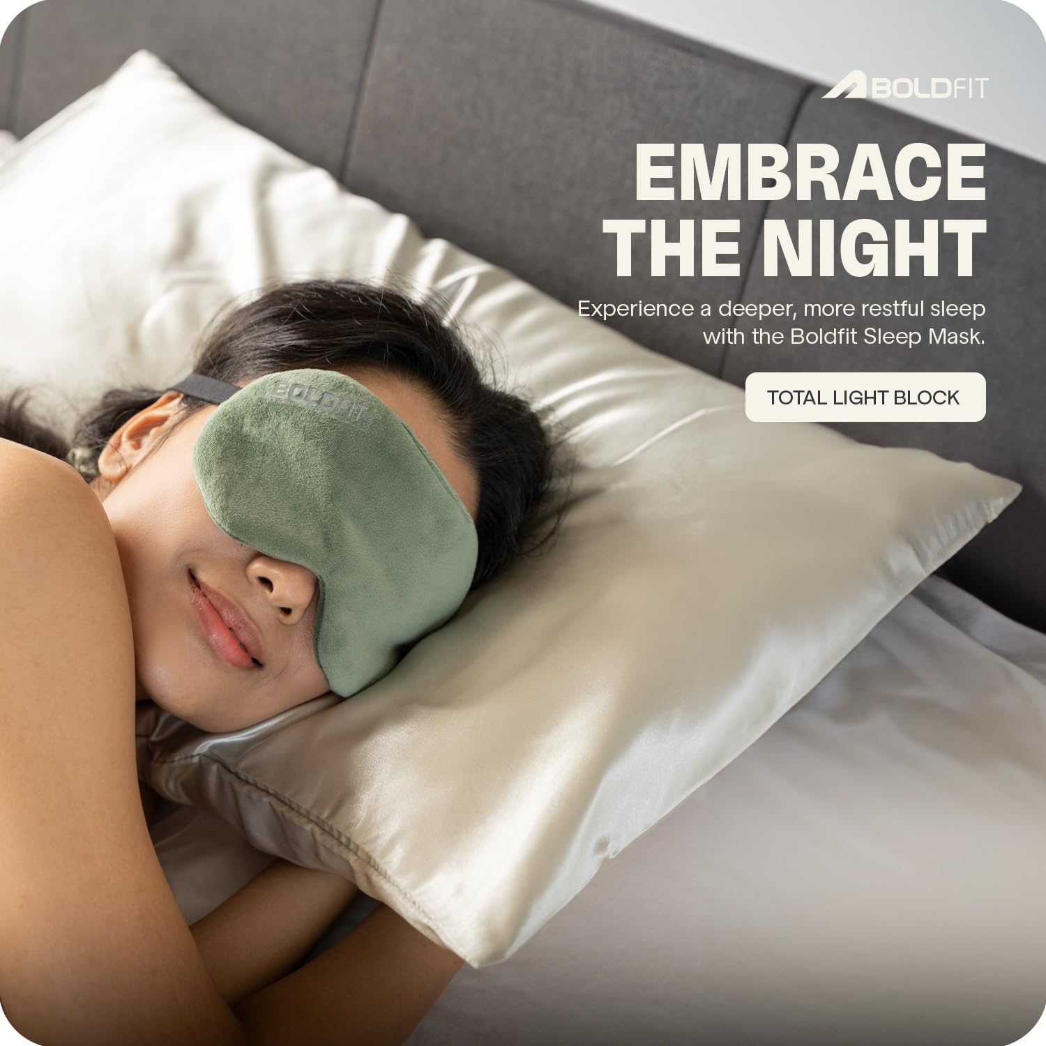 Boldfit Eye Mask for Sleeping – Soft, Adjustable Strap, Travel Friendly, Smooth Blindfold for Comfortable & Restful Sleep-Aqua Green
